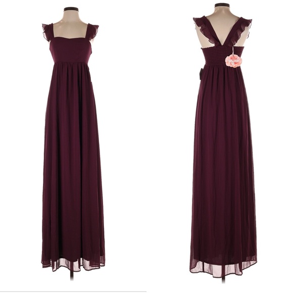 NWT Show Me Your MuMu chiffon burgundy dress - small - Picture 2 of 2